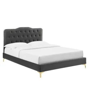 Amber Performance Velvet Queen Platform Bed By Modway - MOD-6775 - Charcoal