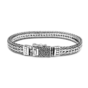 Antique Finish Vintage Braided Solid Bracelet (Silver)