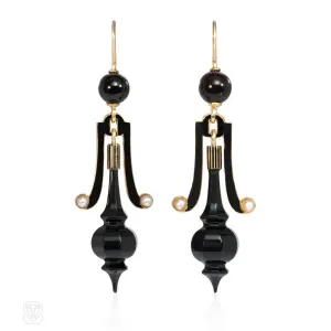 Antique onyx urn earrings