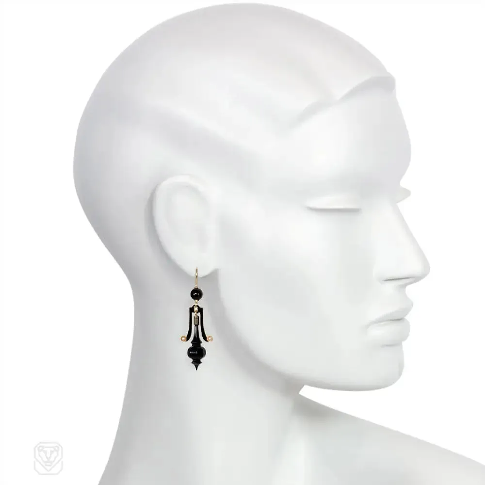 Antique onyx urn earrings