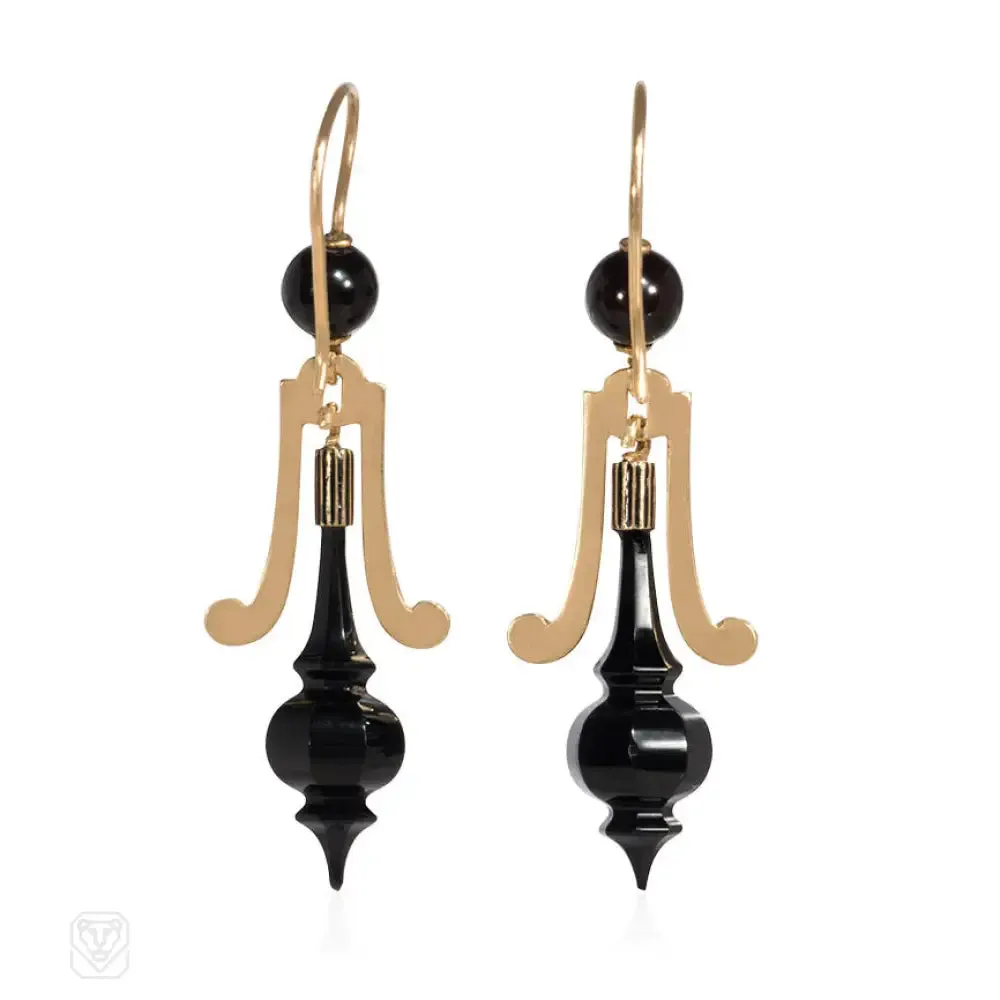 Antique onyx urn earrings