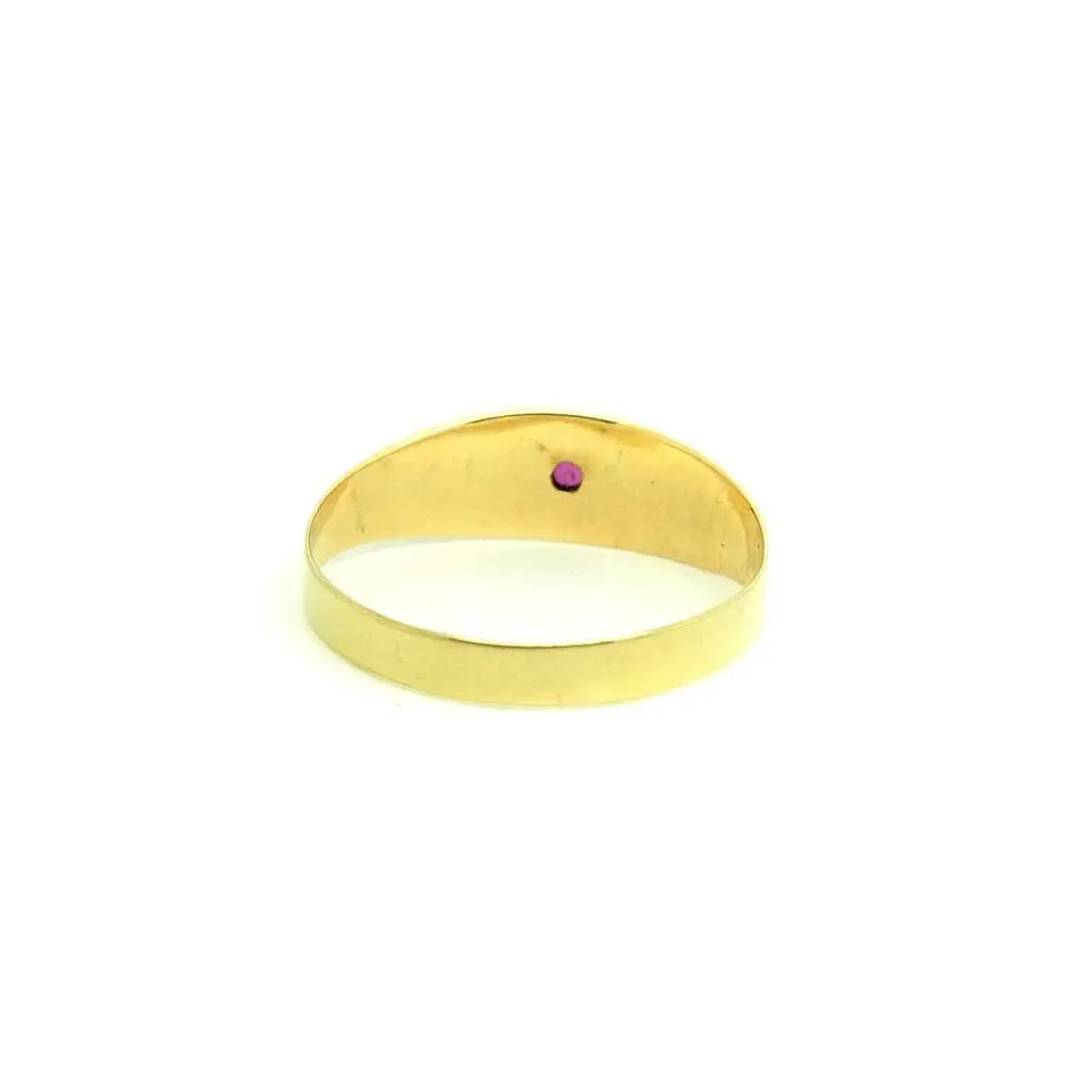 Antique Victorian (1837-1901) Diamond & Ruby 18ct Yellow Gold Ring (Size: T)