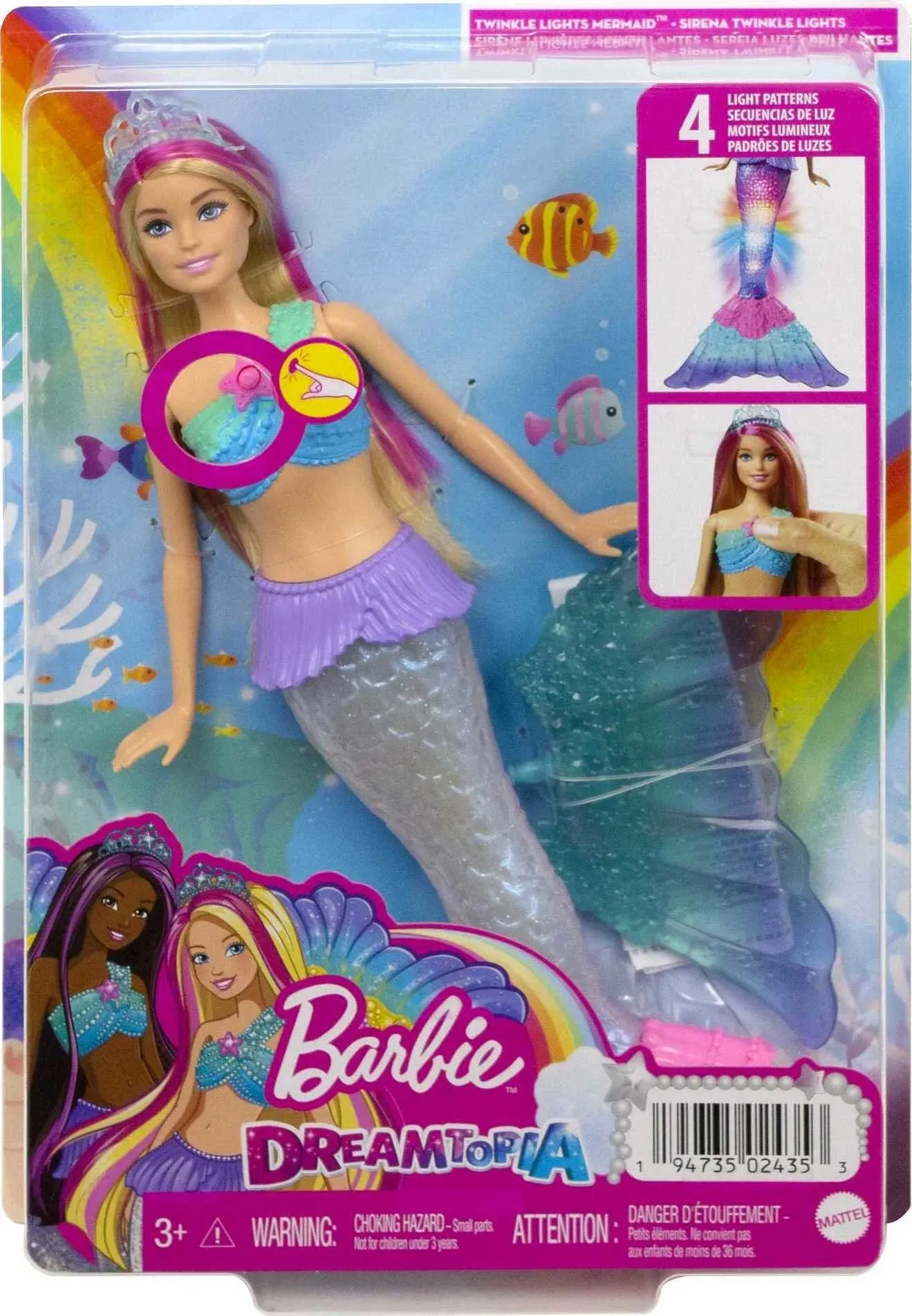 Barbie Dreamtopia Sparkle Lights Mermaid with Blonde & Pink Hair