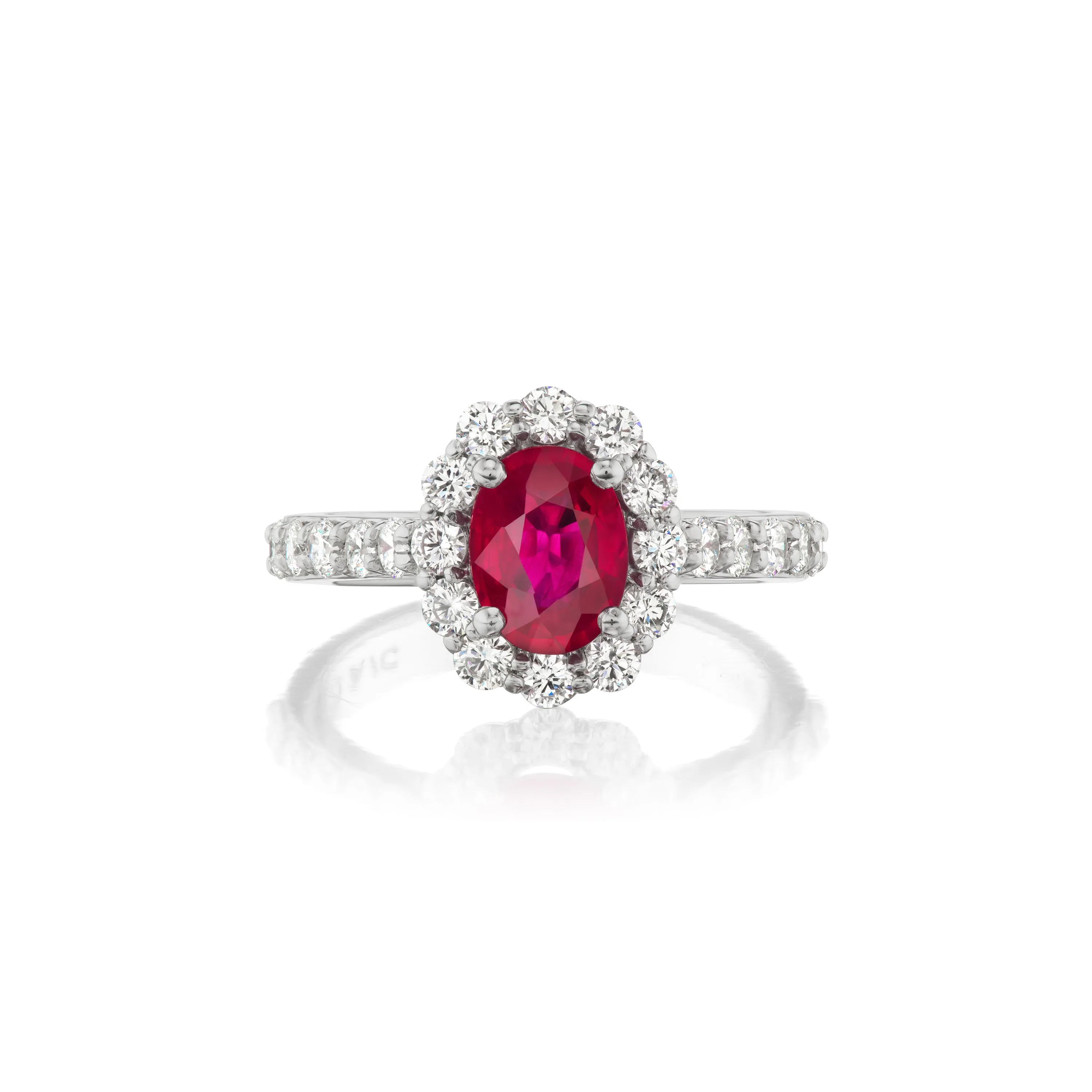 Barmakian Oval Ruby and Diamond Halo Ring