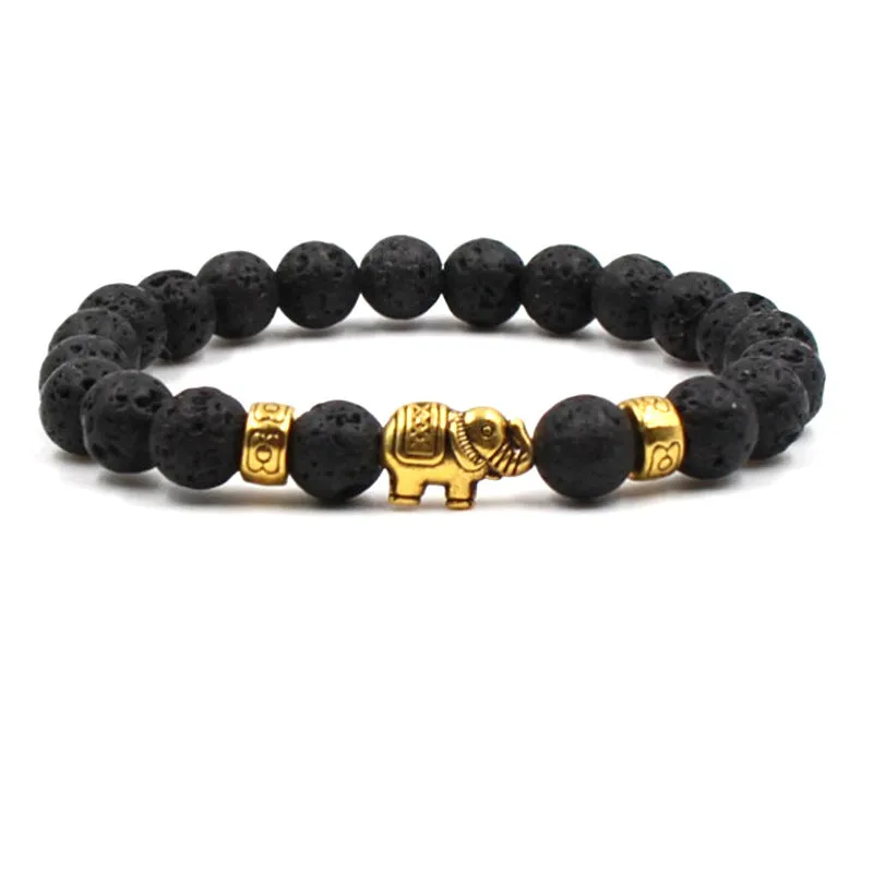 Black Lava Volcanic Stone Elephant Men's And Women's Fashion Bracelet