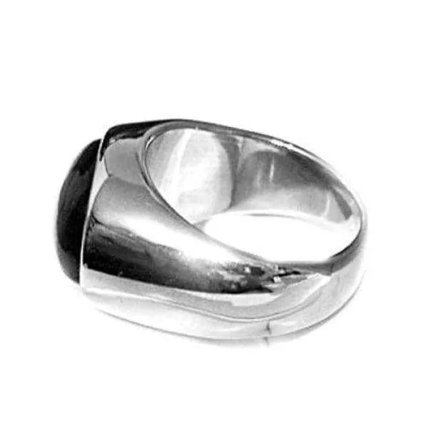 Black Onyx Mens Ring in Stylish Stainless Steel Setting....Size 11