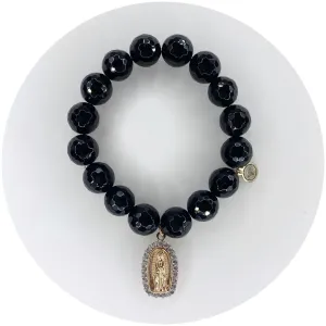 Black Onyx with Pavé Blessed Mother Pendant