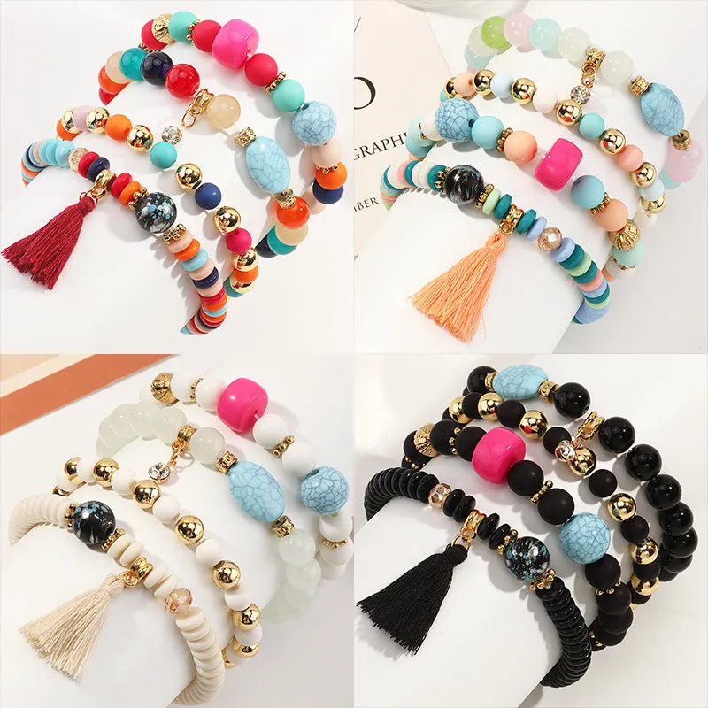 Bohemian Style Turquoise Bracelet Tassel Beaded Multi-layer Bracelet