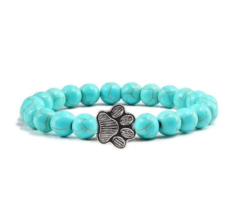 Cat Claw Bracelet Natural Turquoise Weathered Micro Inlay Bracelet 8MM Beaded Bracelet