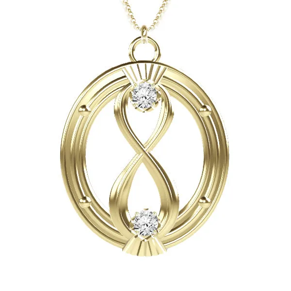 Celtic Infinity Thistle Oval Diamond Necklace