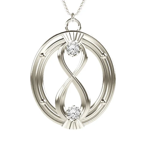 Celtic Infinity Thistle Oval Diamond Necklace