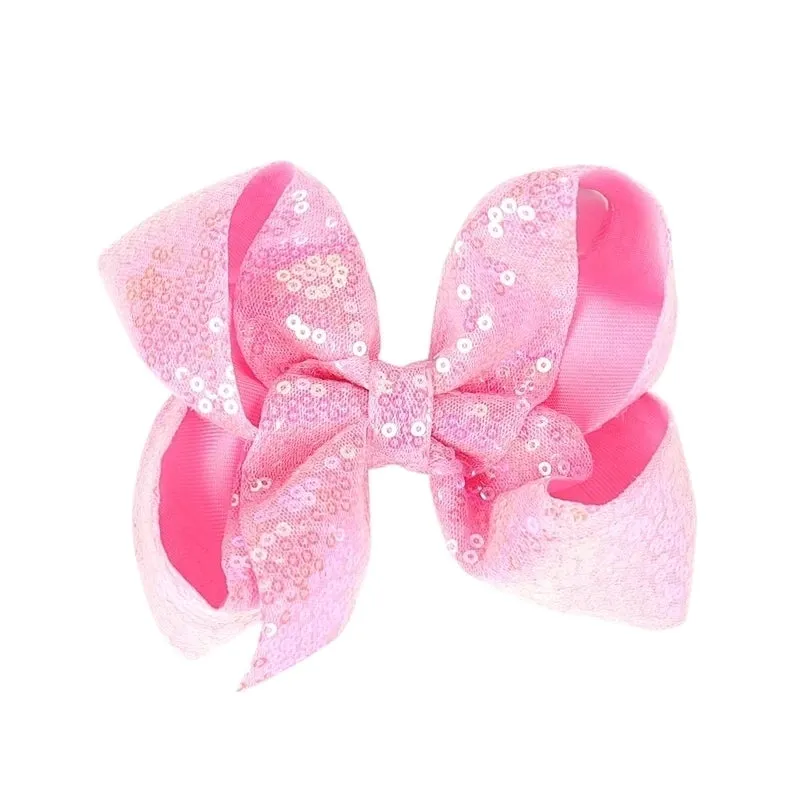 Children's Jewelry 5-inch Sequin Bow Hairpin Solid Color Girl Sequin Hairpin