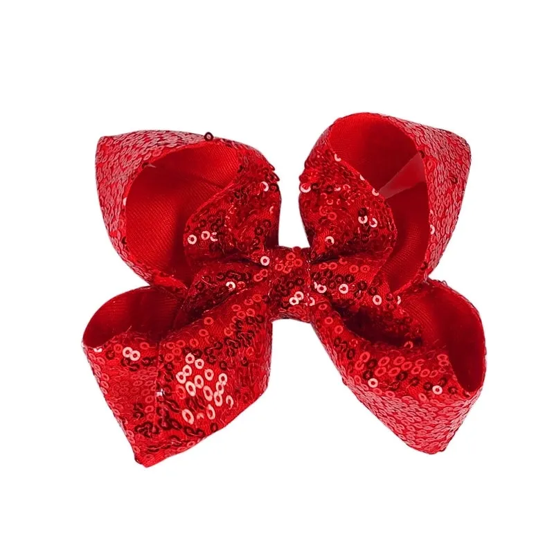 Children's Jewelry 5-inch Sequin Bow Hairpin Solid Color Girl Sequin Hairpin