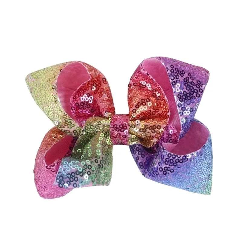 Children's Jewelry 5-inch Sequin Bow Hairpin Solid Color Girl Sequin Hairpin