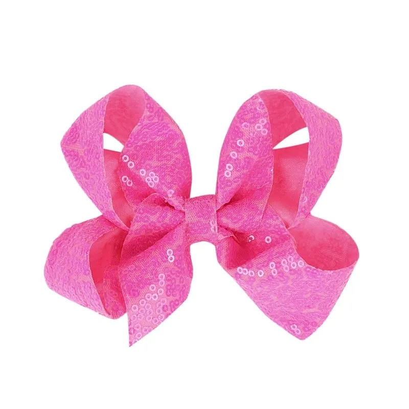 Children's Jewelry 5-inch Sequin Bow Hairpin Solid Color Girl Sequin Hairpin