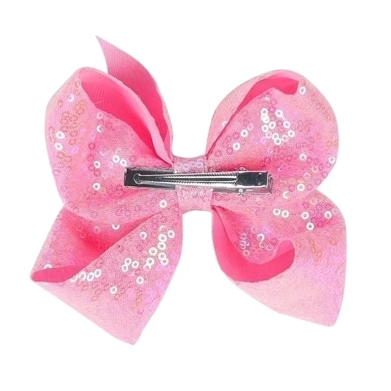 Children's Jewelry 5-inch Sequin Bow Hairpin Solid Color Girl Sequin Hairpin