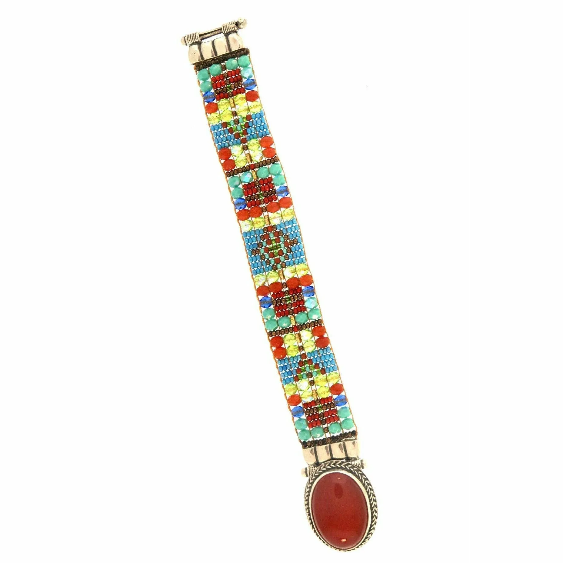 Chili Rose  Mini Aragon Carnelian and  Turquoise Bracelet