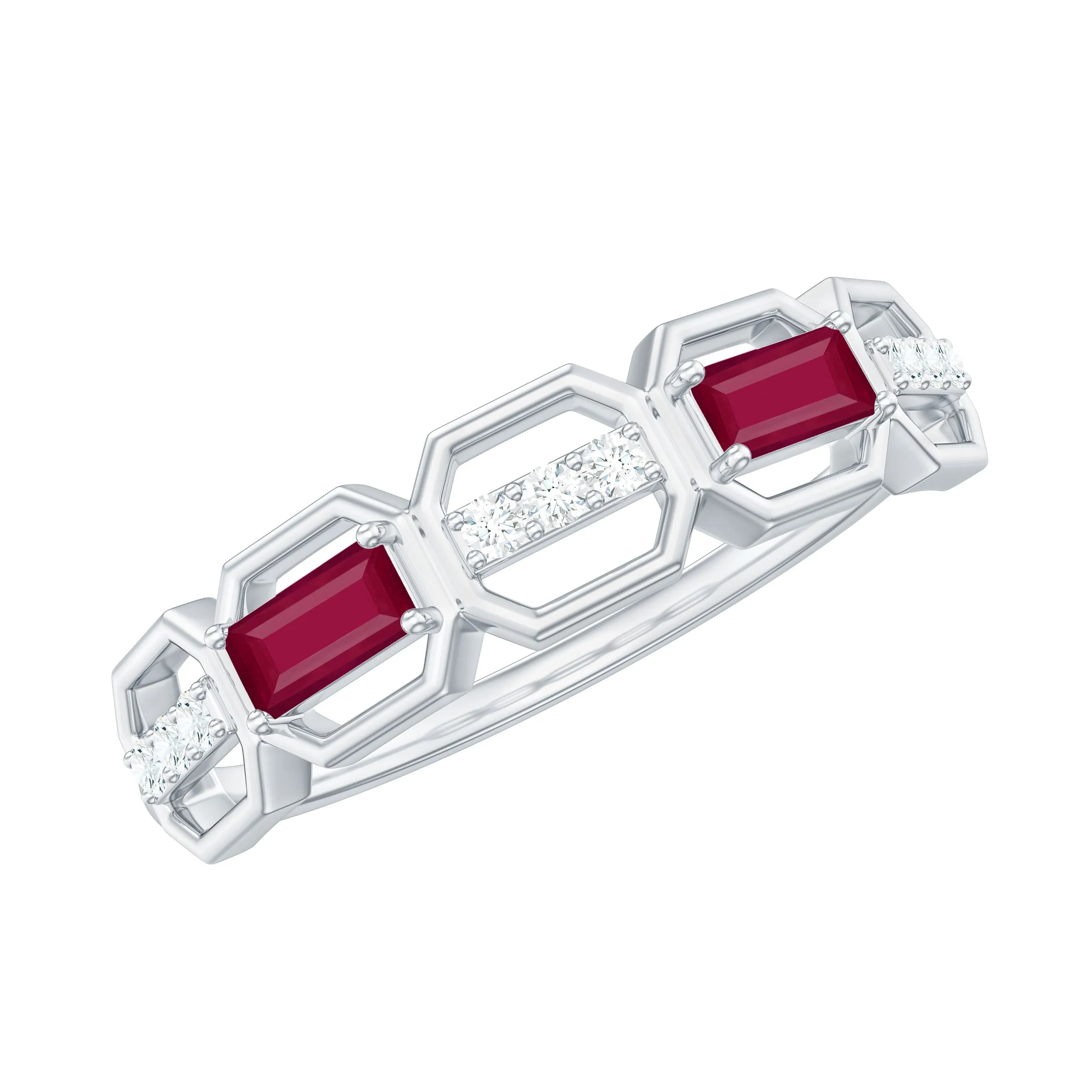 Classic Half Eternity Ring with Ruby and Diamond