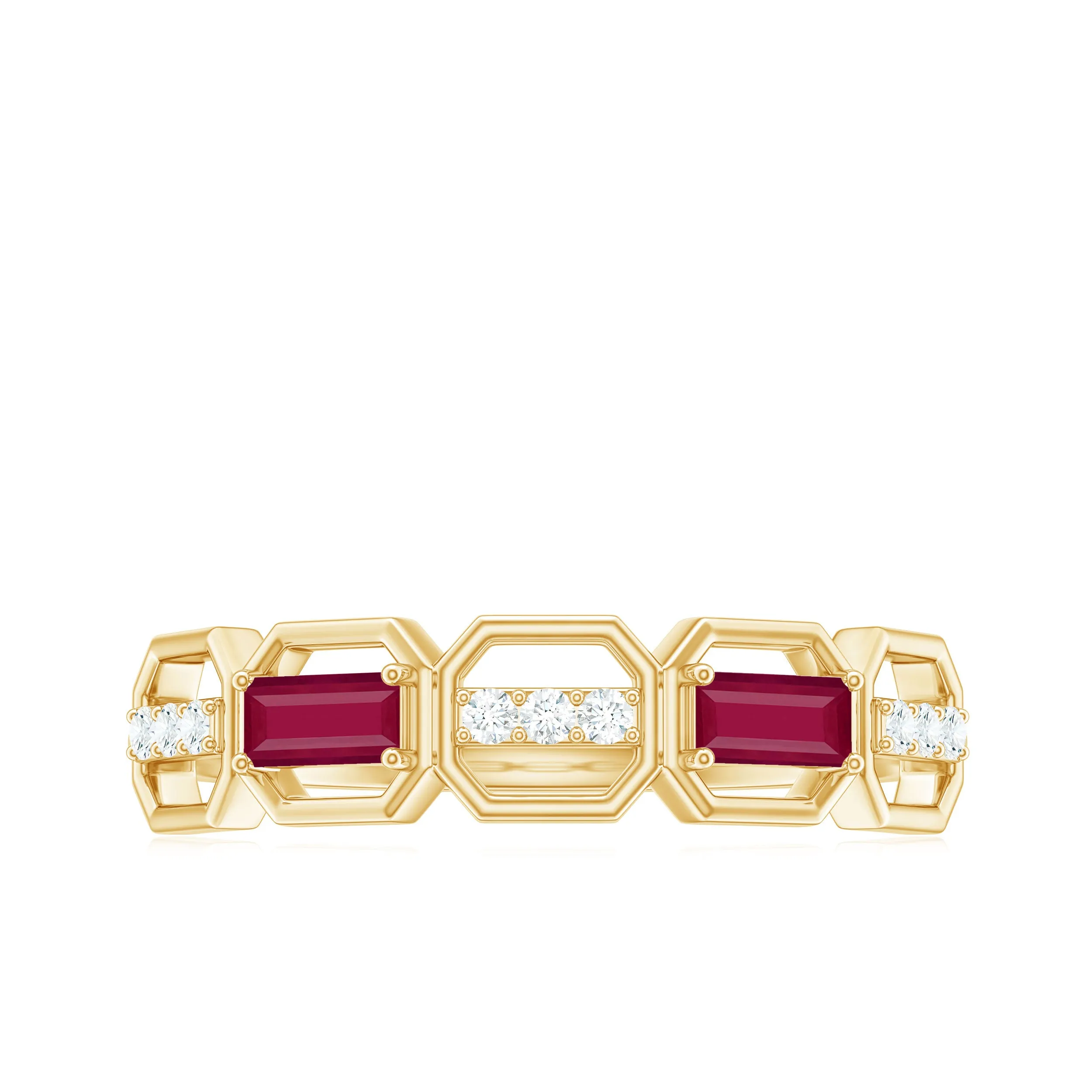 Classic Half Eternity Ring with Ruby and Diamond