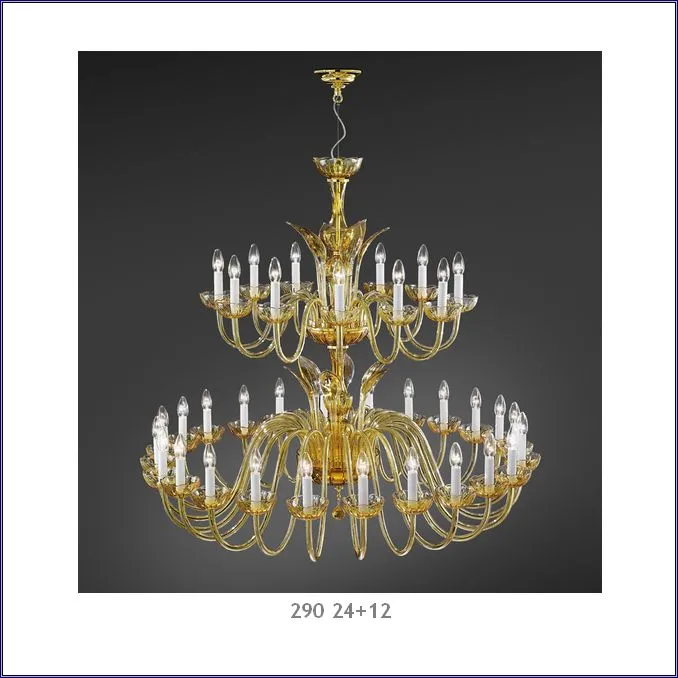 Clear Or Amber Glass Handblown Chandelier From Italy