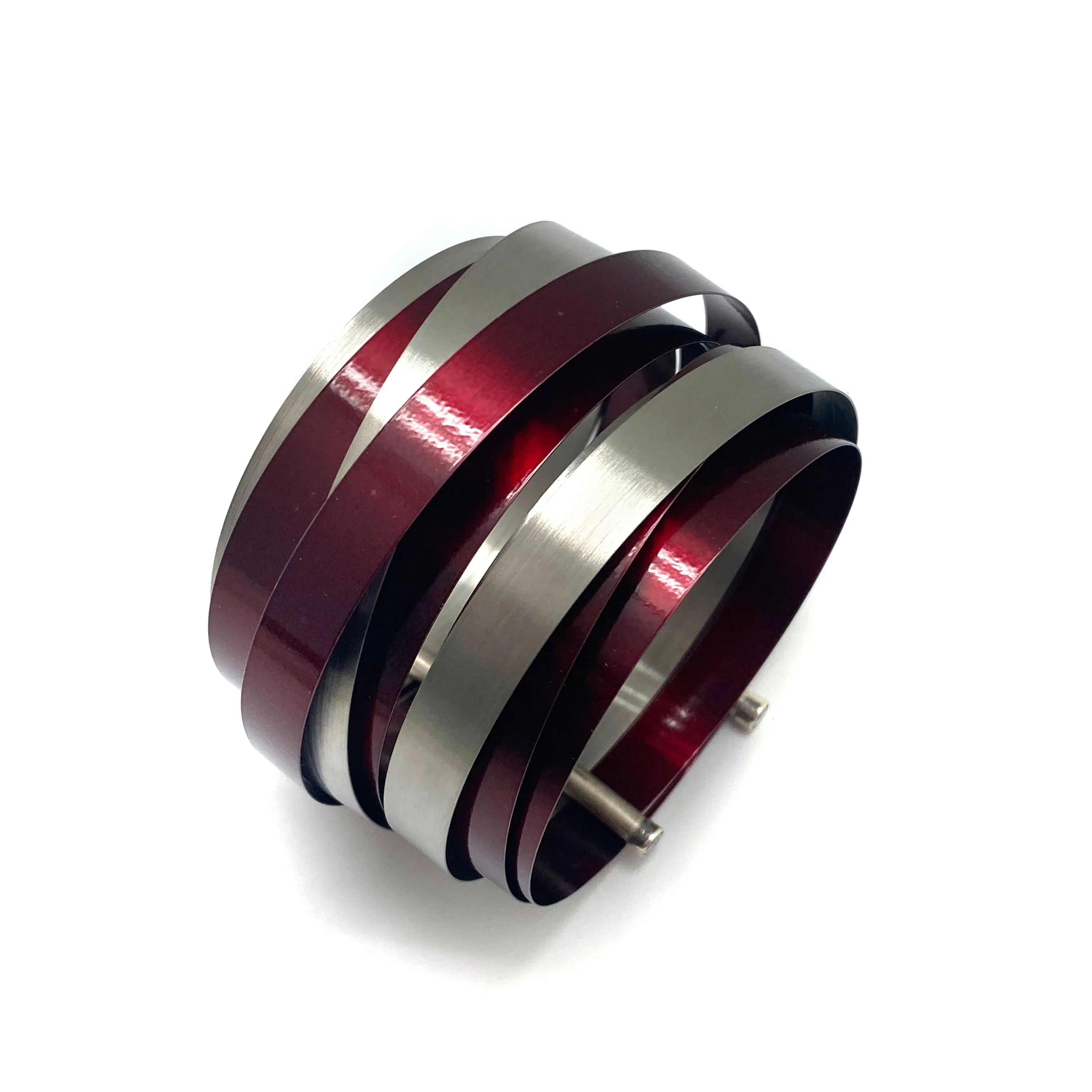 Coil Bracelet - Red and Silver