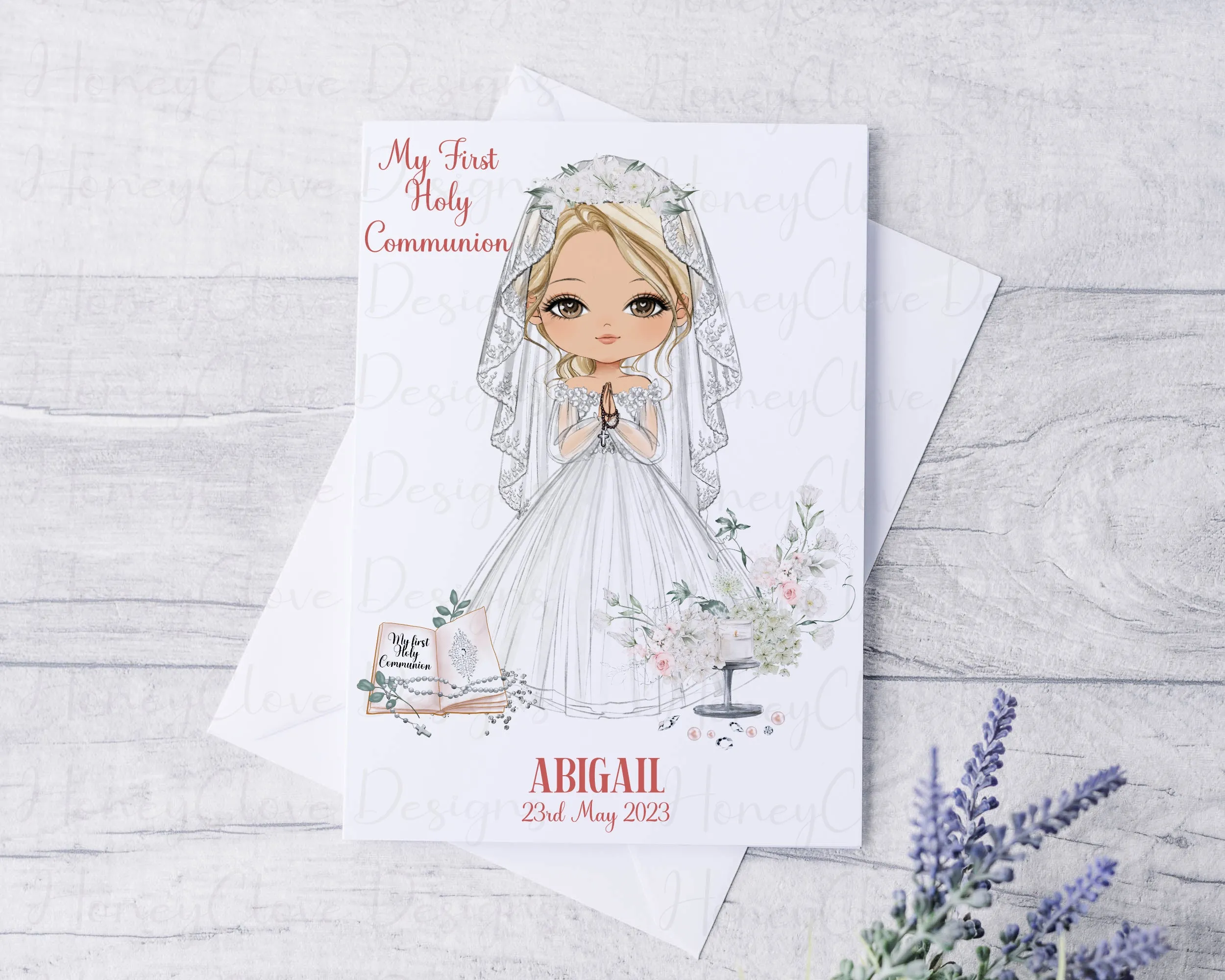 Communion Girl With Veil Greeting Card