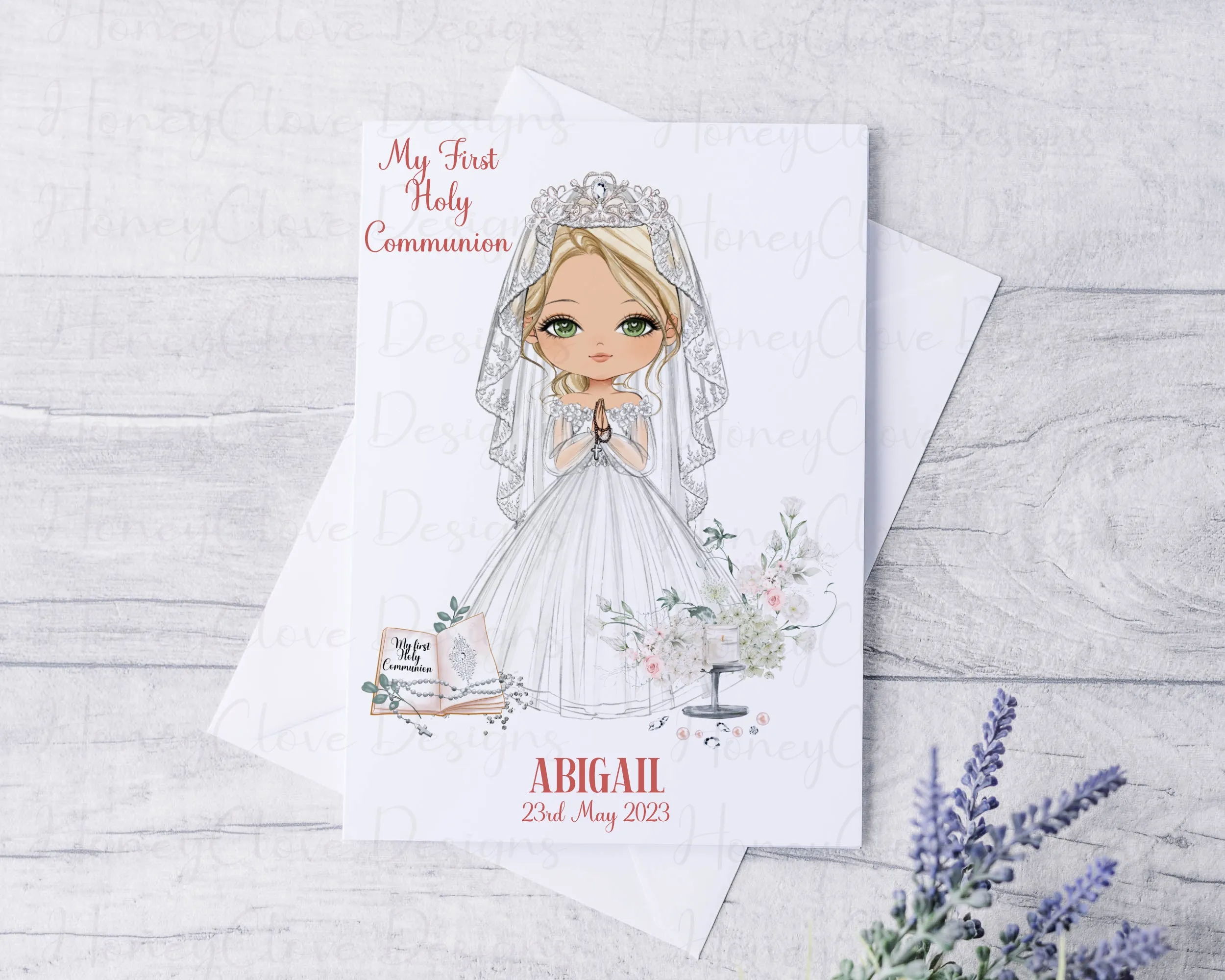 Communion Girl With Veil Greeting Card