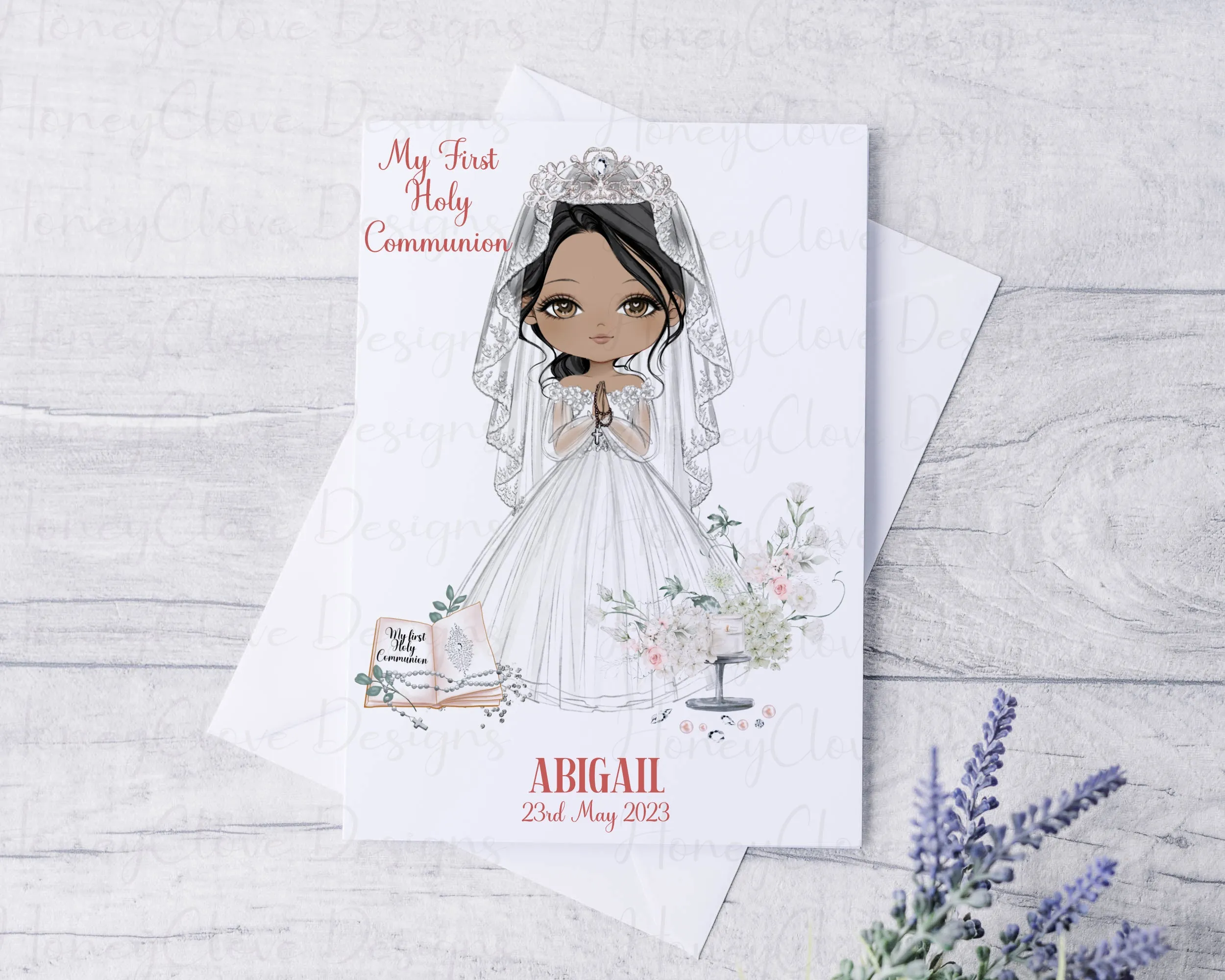 Communion Girl With Veil Greeting Card