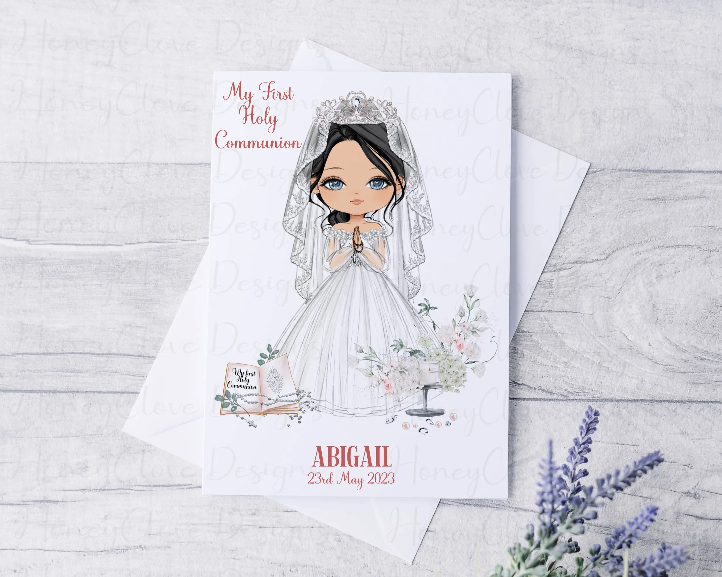 Communion Girl With Veil Greeting Card