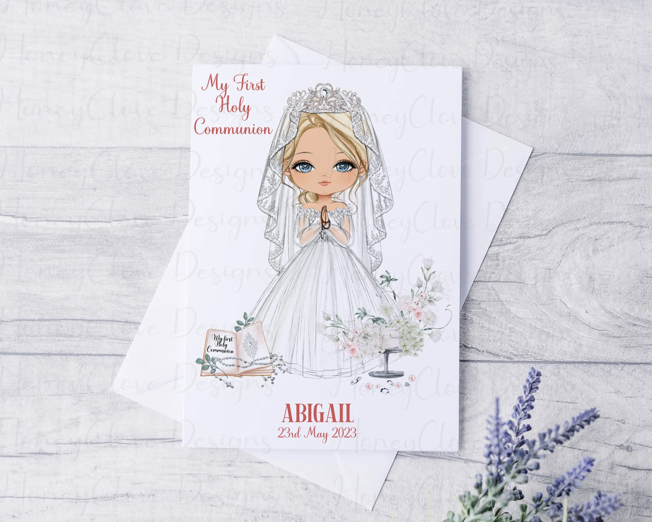 Communion Girl With Veil Greeting Card