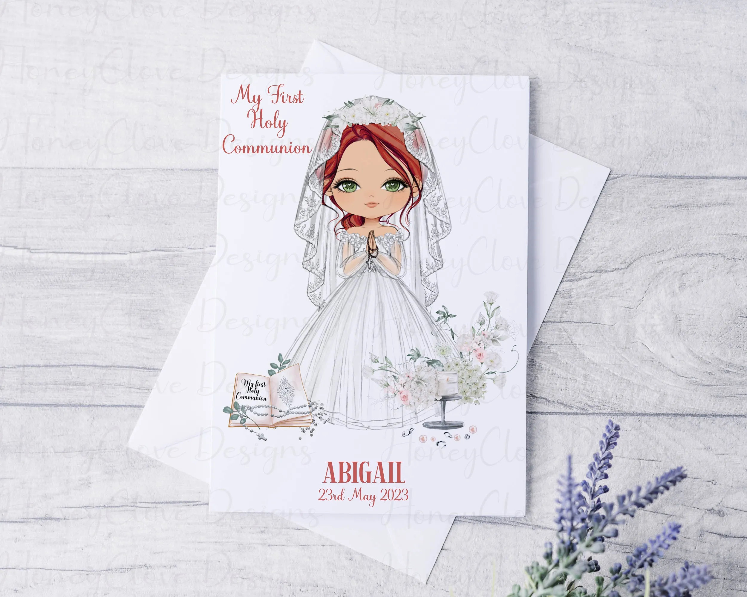 Communion Girl With Veil Greeting Card