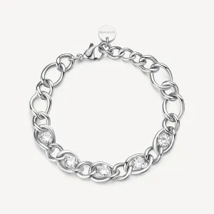 Cubic Zirconia Chain Bracelet in Stainless Steel