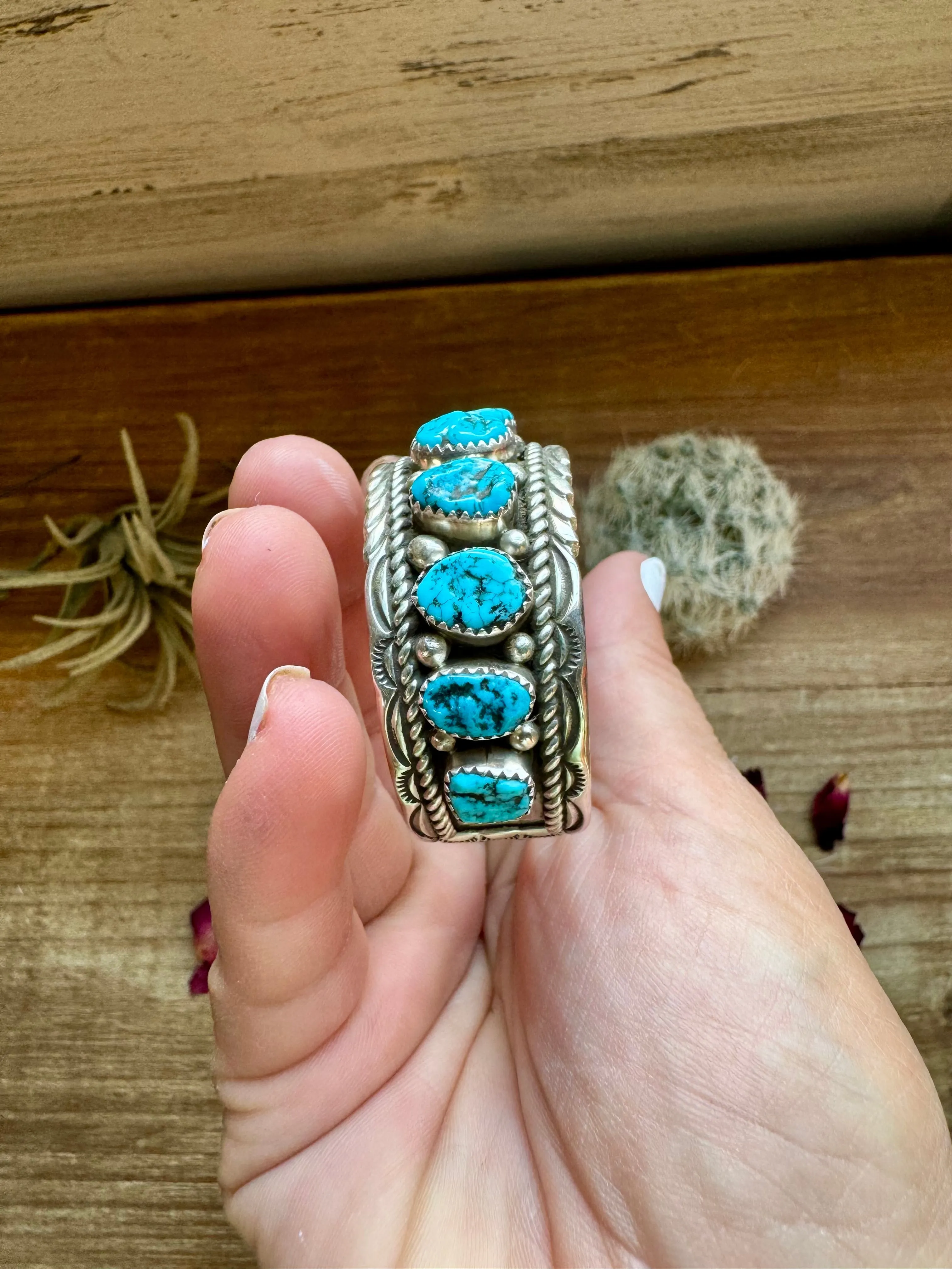 Cuff - Sterling silver Cuff Bracelet with Kingman turquoise