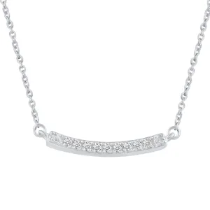 Curved Bar 1/20 Cttw Natural Diamond Pendant Necklace set in 925 Sterling Silver