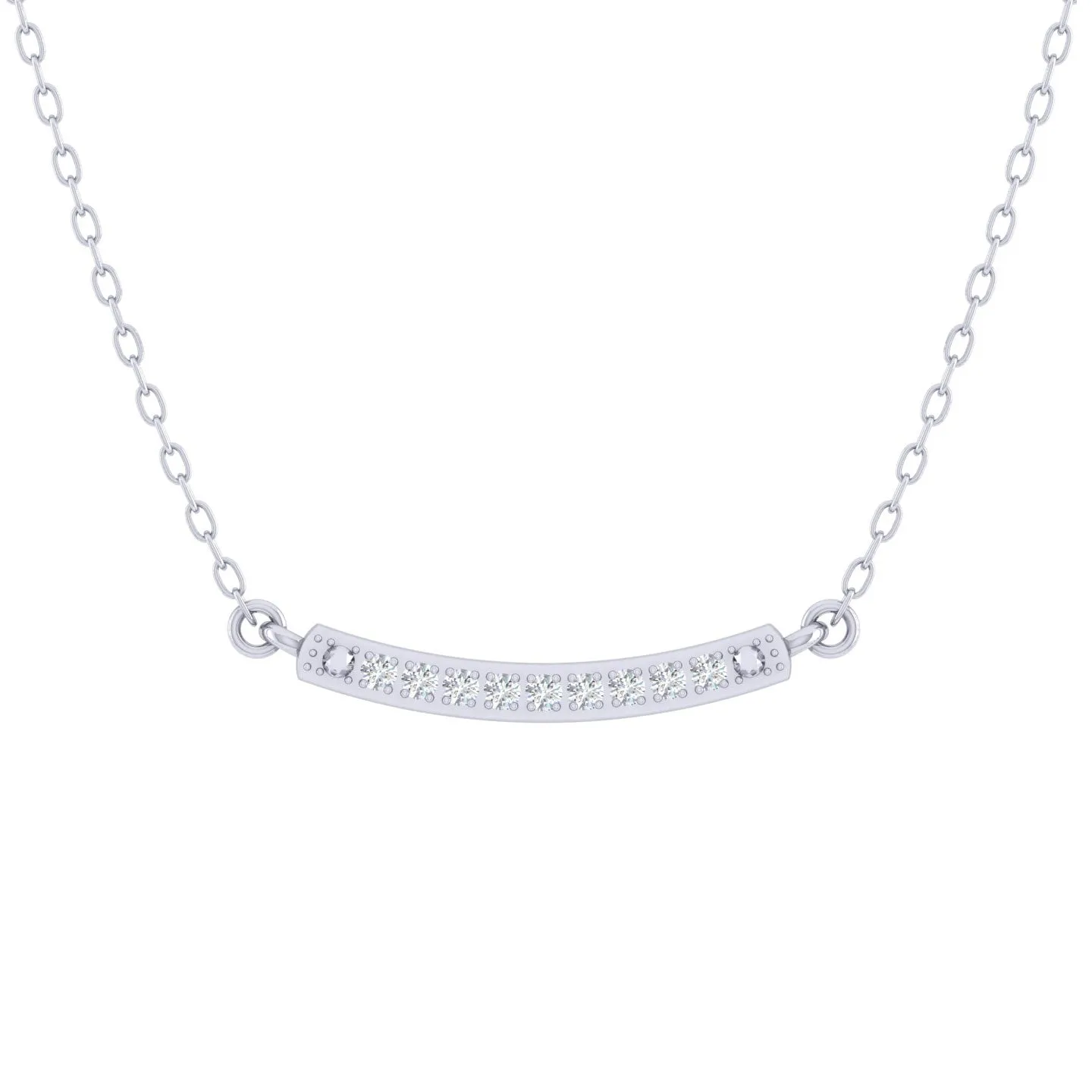 Curved Bar 1/20 Cttw Natural Diamond Pendant Necklace set in 925 Sterling Silver