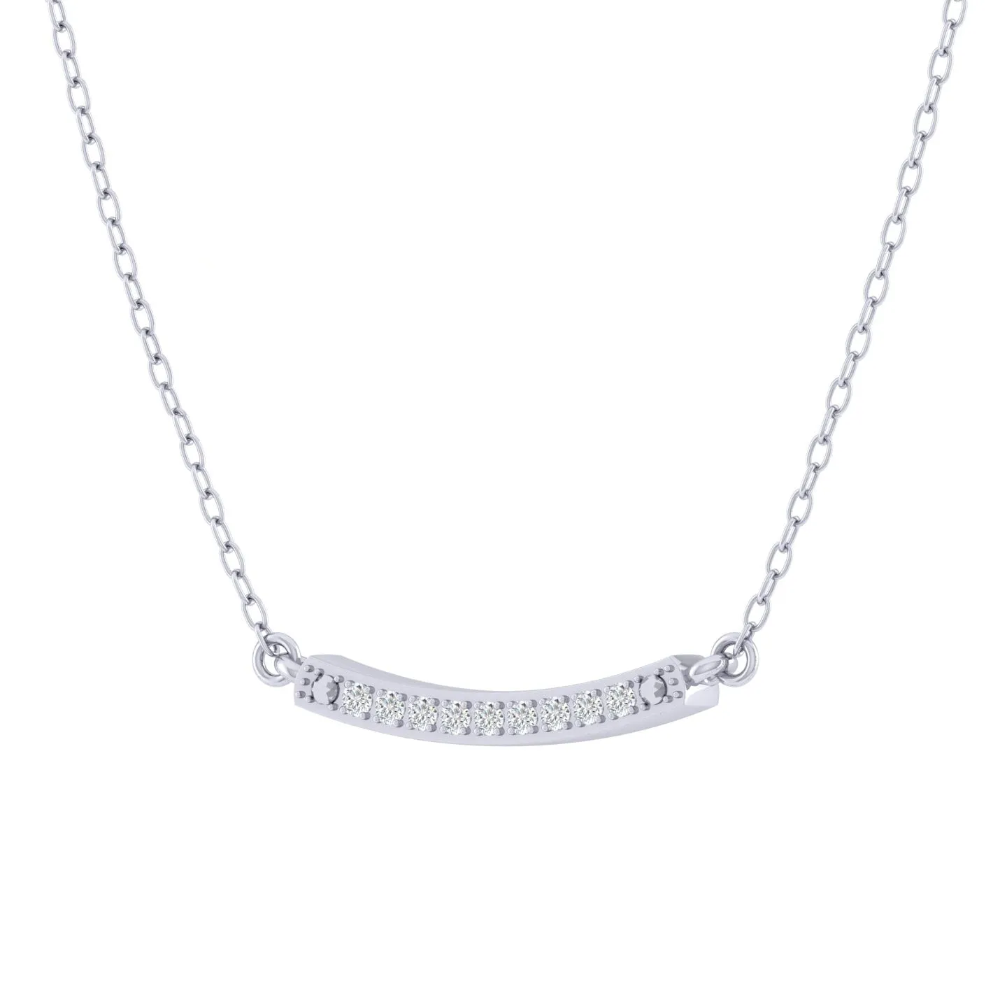 Curved Bar 1/20 Cttw Natural Diamond Pendant Necklace set in 925 Sterling Silver