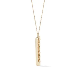 Dana Rebecca Designs Lulu Jack Vertical Bar and Diamond Bezel Link Necklace - Yellow Gold