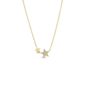 Diamond Double Star Necklace