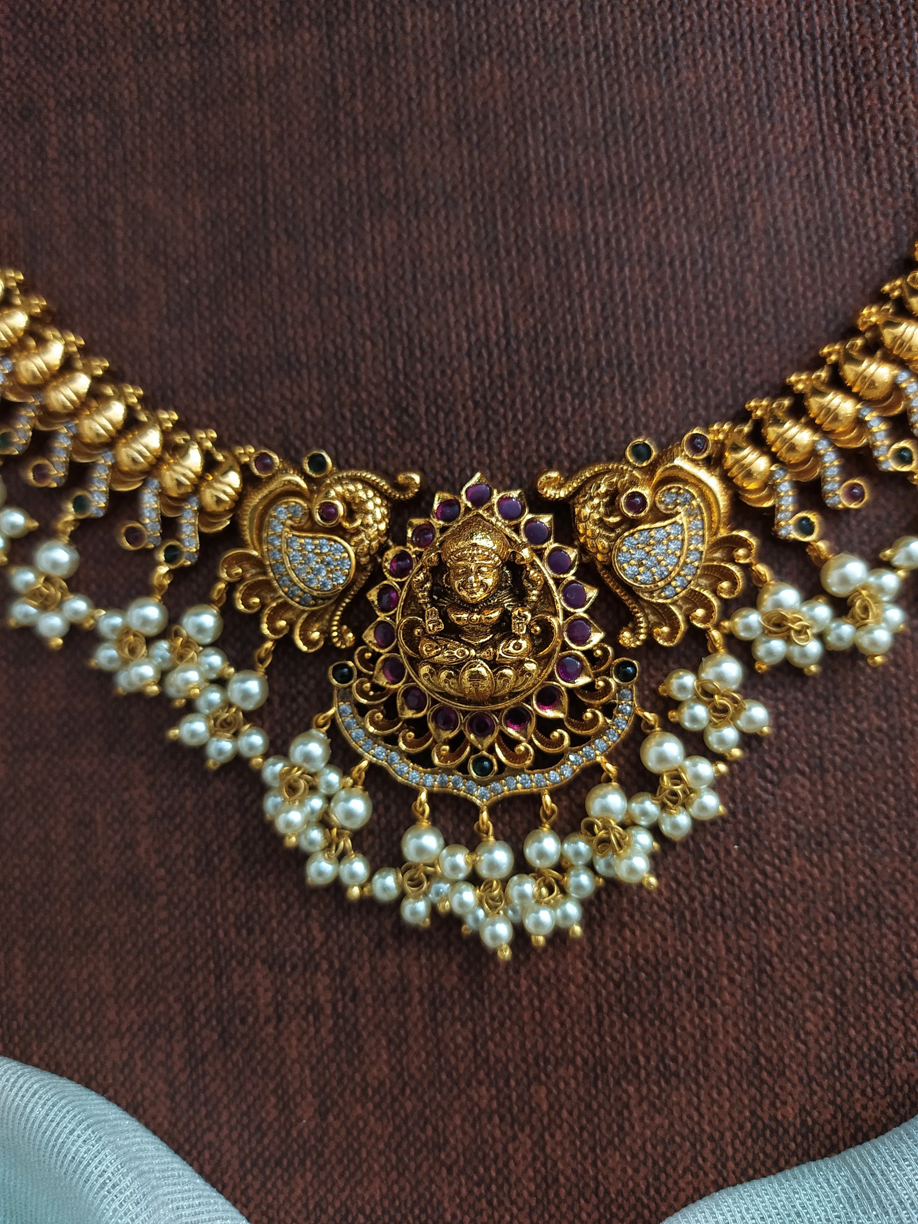 Divine Elegance With Lakshmi Ji And Peacock Antique Necklace Set