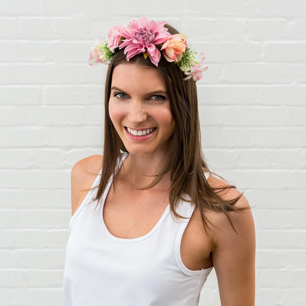 Dusty Pink Dahlia Medley Bridal Party Flower Crown Wreath