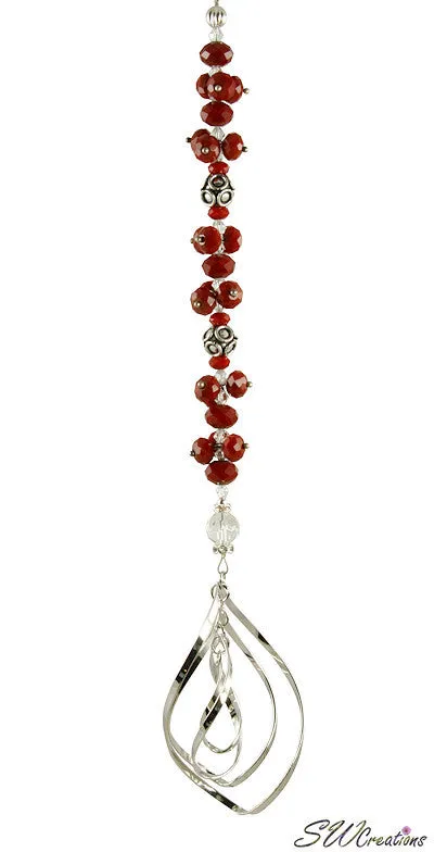 Fancy Ruby Crystal Beaded Fan Pull