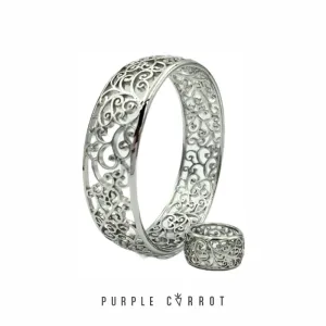 Filigree Cutout Ring & Bangle Combo