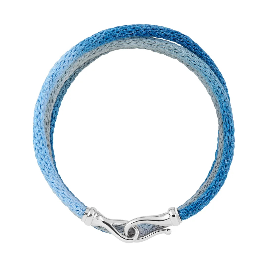 Fish Hook Knitted Wrap Bracelet in Silver