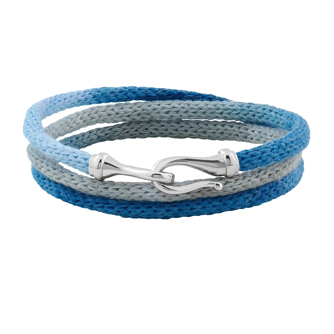 Fish Hook Knitted Wrap Bracelet in Silver