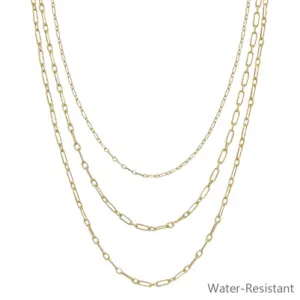 Gold Layered Set of 3 Water Resistant 16"-18" Necklace