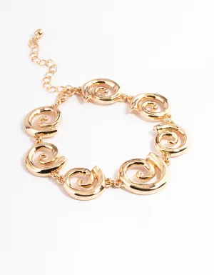 Gold Mixed Size Twirl Bracelet