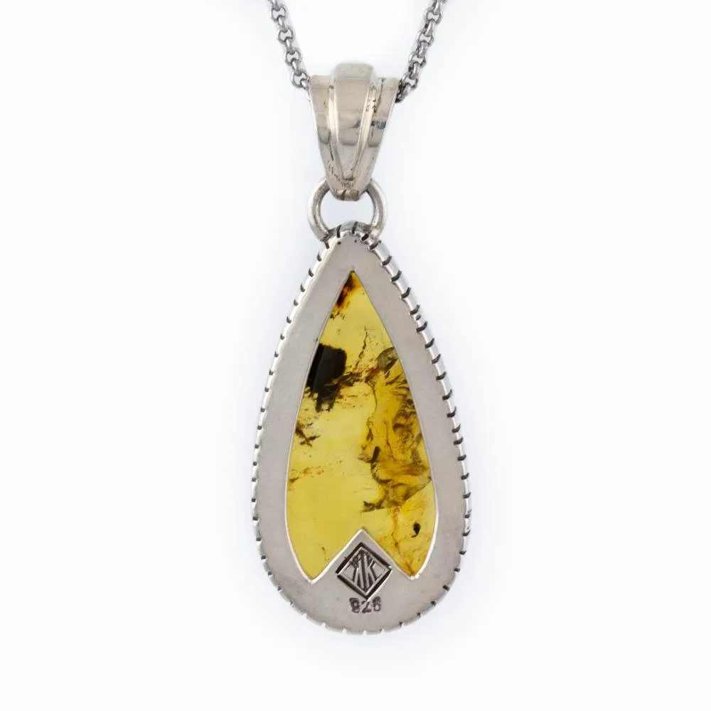 Golden Teardrop Amber Pendant