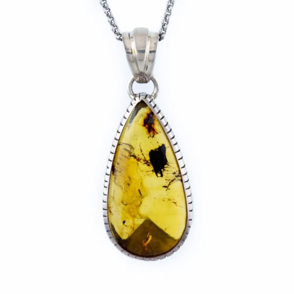 Golden Teardrop Amber Pendant