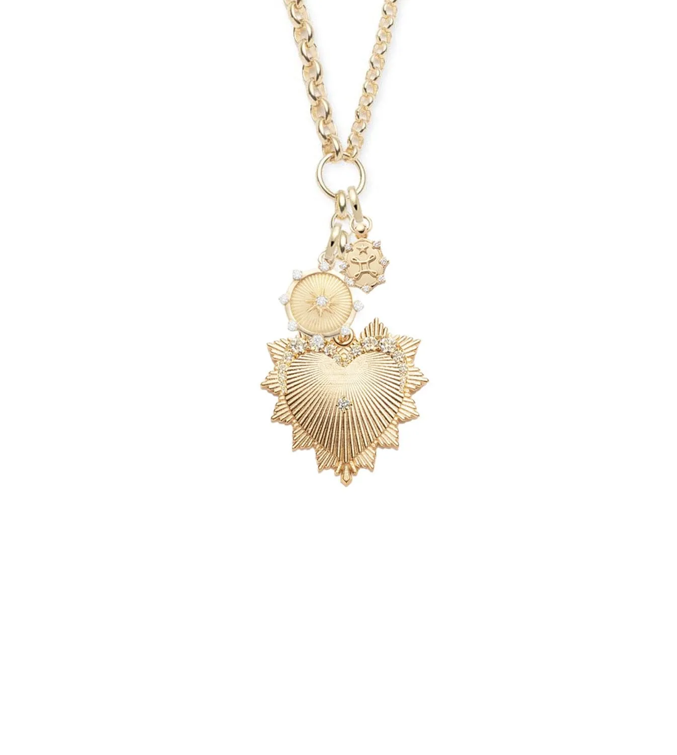 Graduated Diamond Heart Love Token - True Love & Vivacity : Heavy Mixed Belcher Extension Necklace