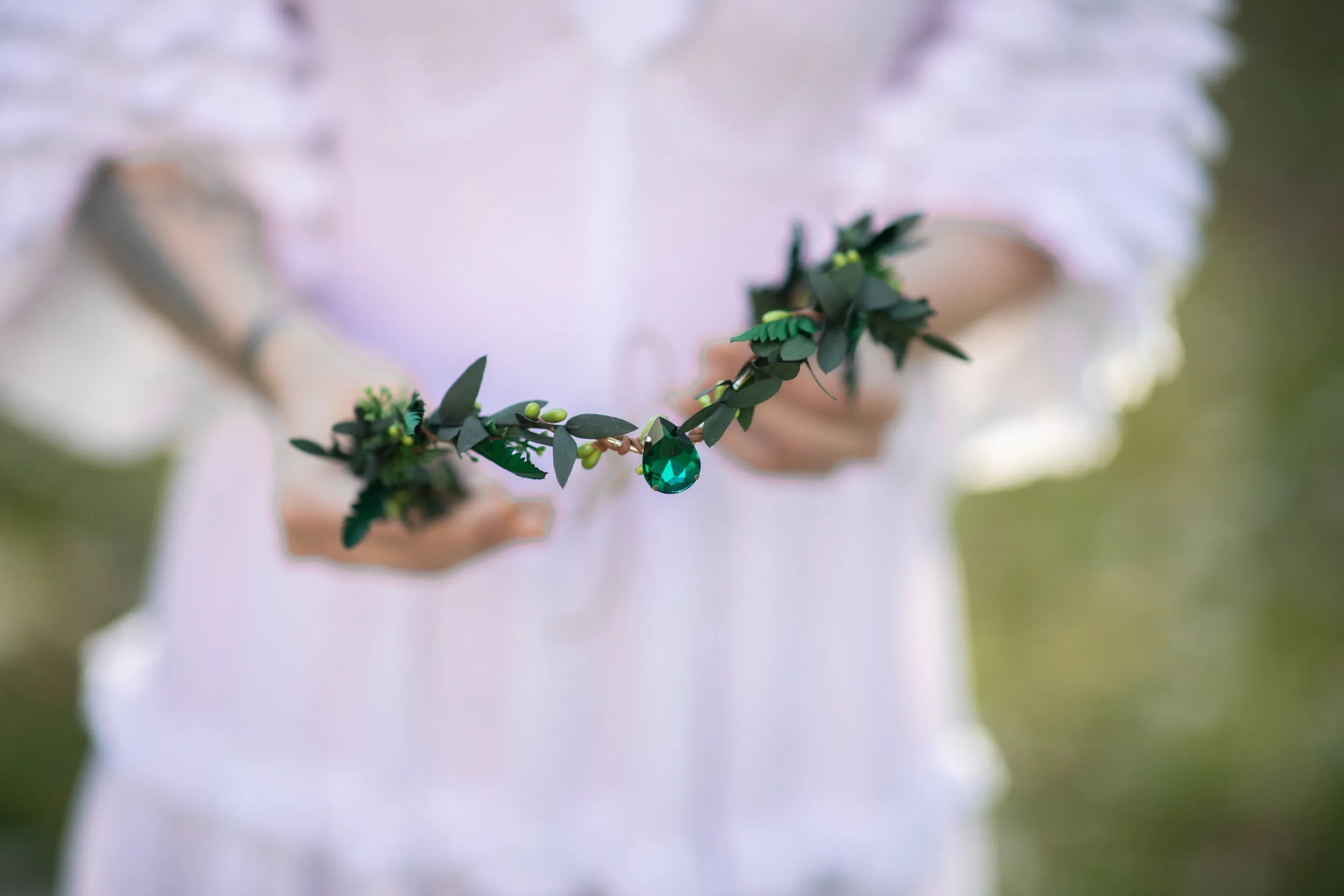 Greenery elf flower crown Wedding tiara Natural bridal elven tiara Wedding 2021 Elegant Glam bride Handmade Fairytale wedding Forest bride